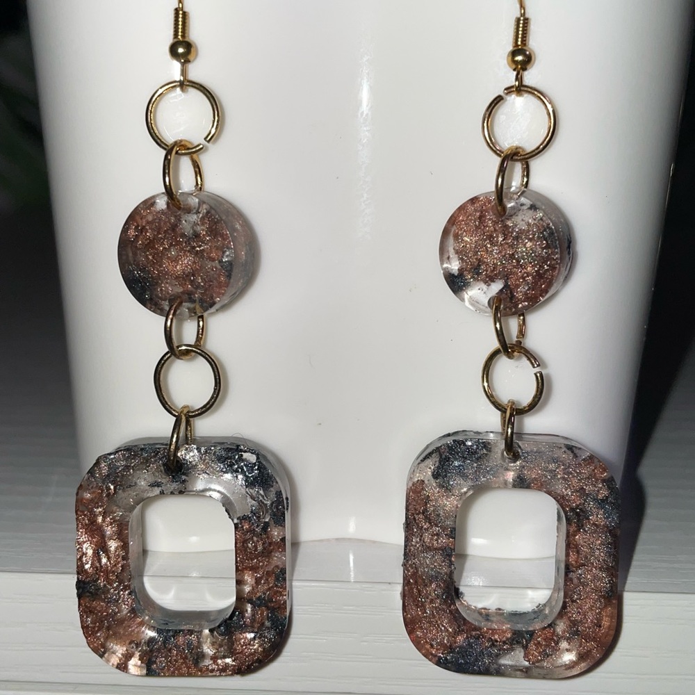 Black/Rose Gold Chunky Earrings